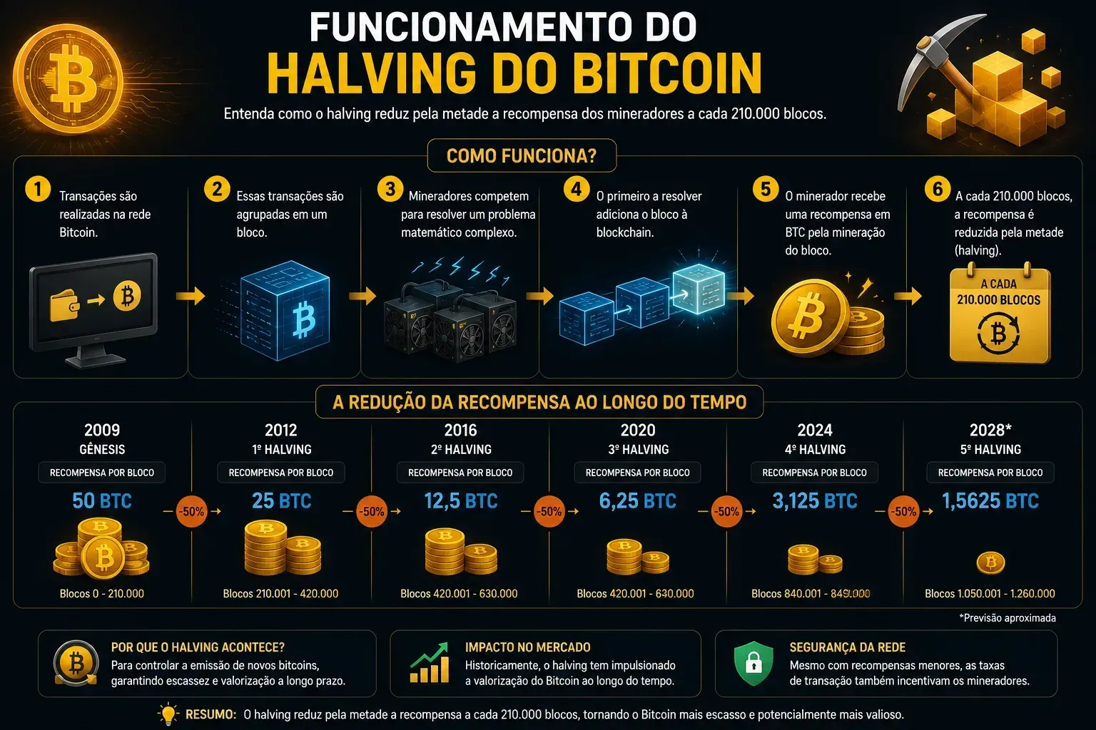 A cada ciclo, a rede Bitcoin reduz automaticamente a emissão de novas moedas. - Fonte: Imagem gerada por IA (DALL·E / ChatGPT)