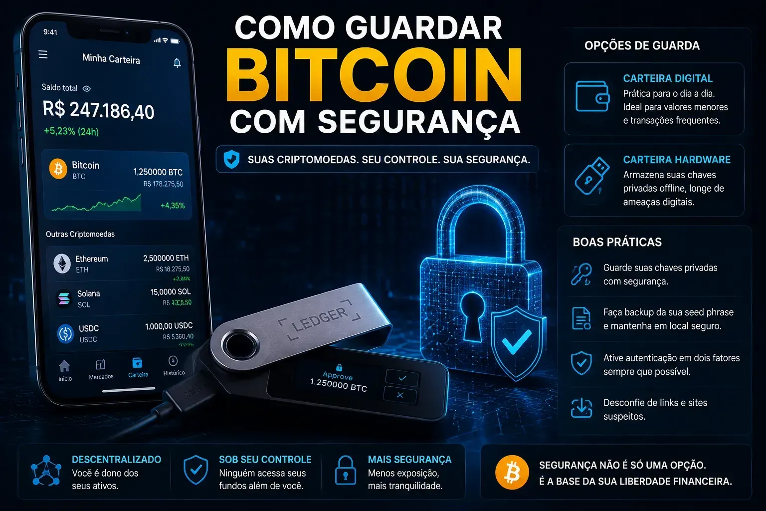A segurança das criptomoedas depende diretamente da proteção das carteiras digitais. - Fonte: Imagem gerada por IA (DALL·E / ChatGPT)