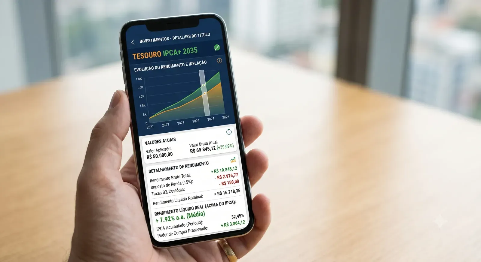 Acompanhar o rendimento real dos seus investimentos garante clareza sobre o ganho acima da inflação.