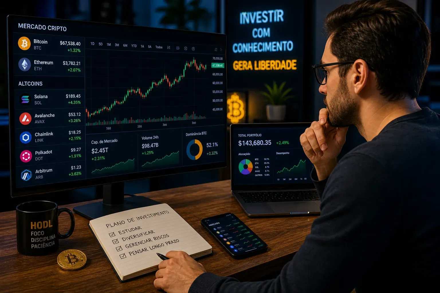 Analisar o mercado é essencial antes de investir em altcoins. - Fonte: Imagem gerada por IA (DALL·E / ChatGPT)