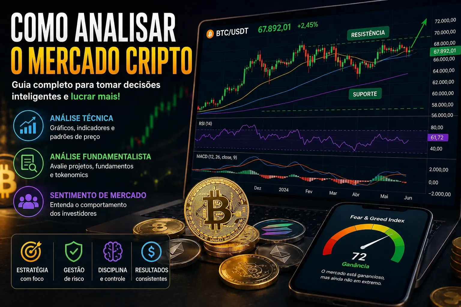 Como Analisar Mercado Cripto e Evitar Prejuízos - Fonte: Imagem gerada por IA (DALL·E / ChatGPT)