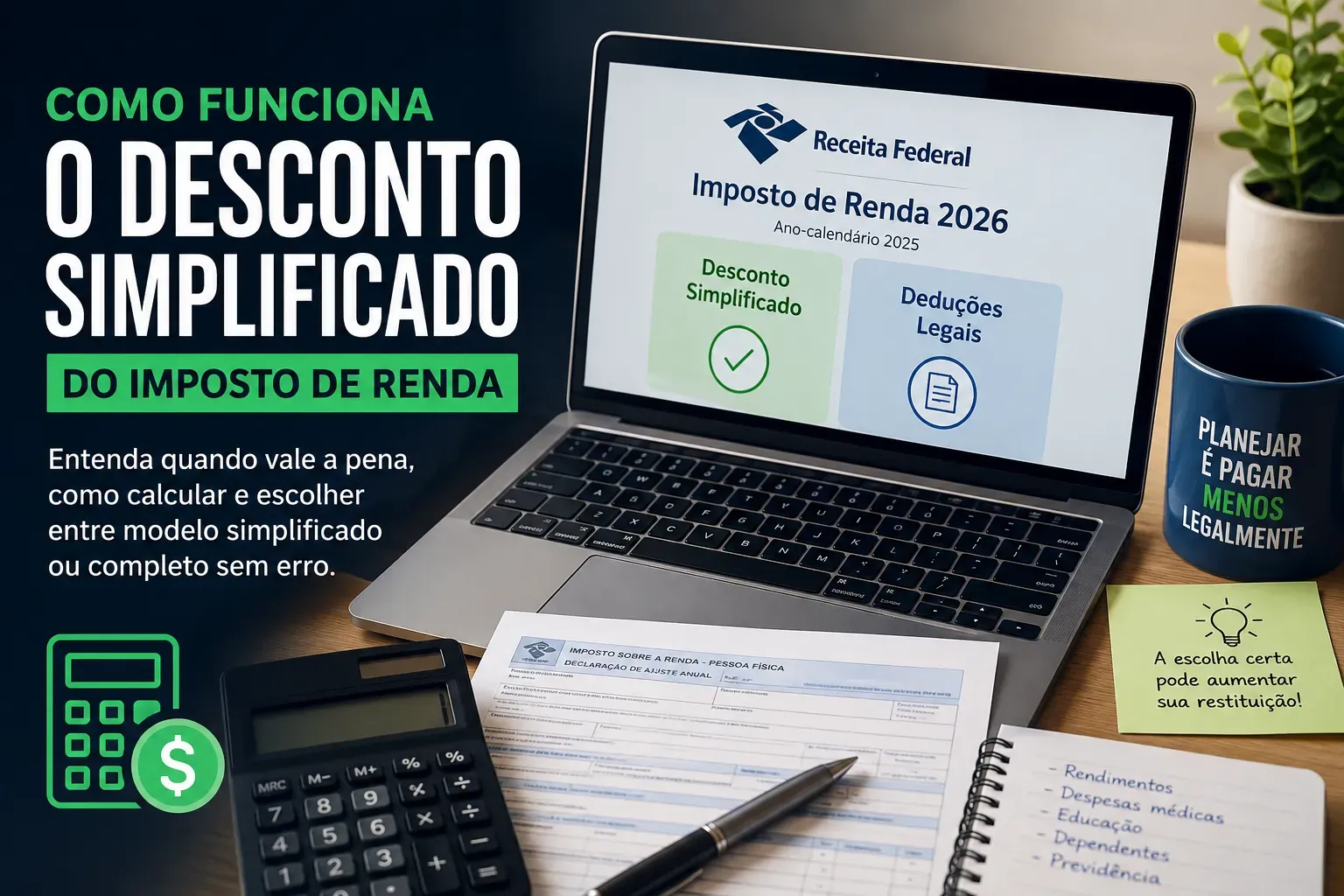 Como Funciona o Desconto Simplificado do Imposto de Renda - Fonte: Imagem gerada por IA (DALL·E / ChatGPT)