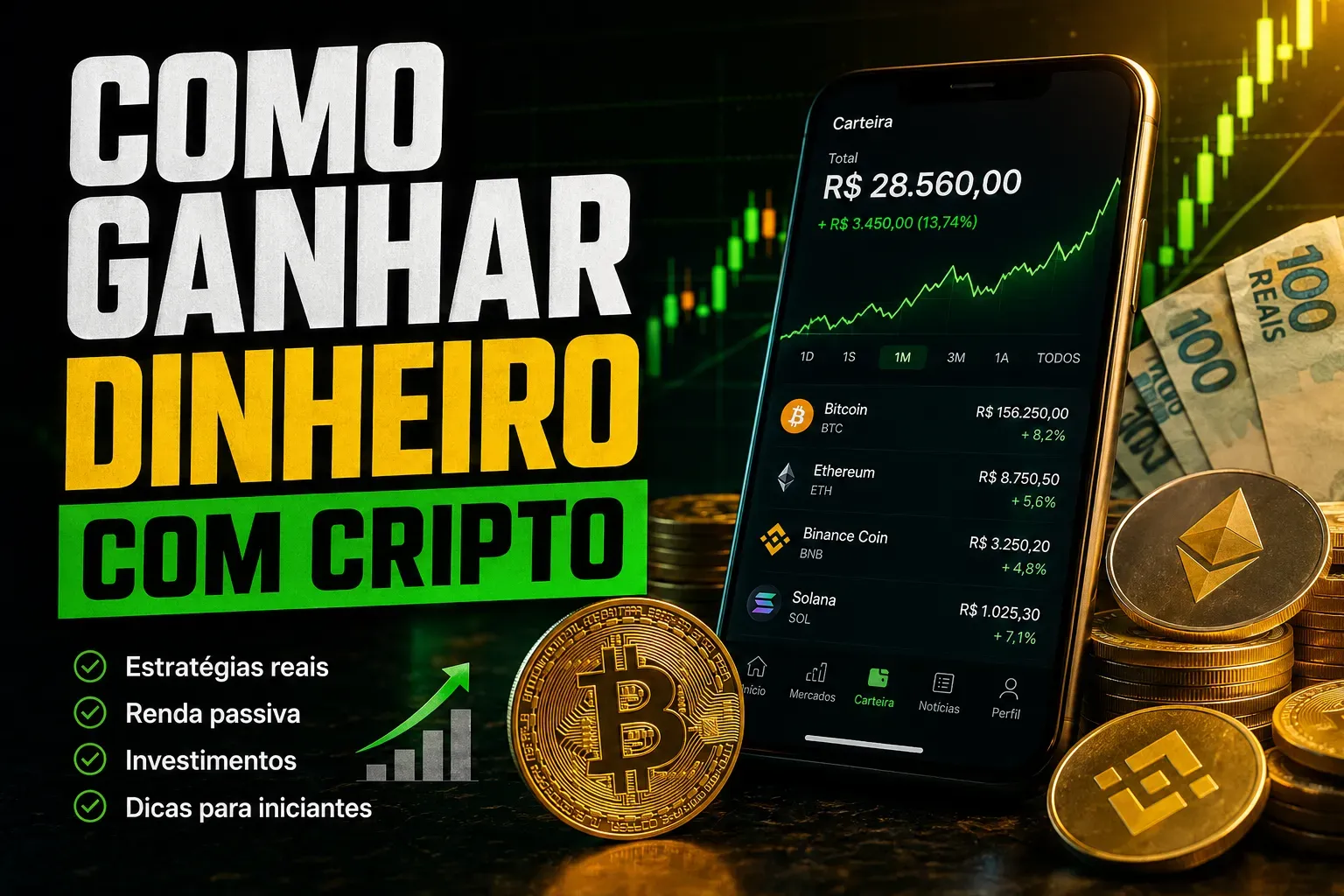 Como Ganhar Dinheiro com Cripto em 2026 - Fonte: Imagem gerada por IA (DALL·E / ChatGPT)