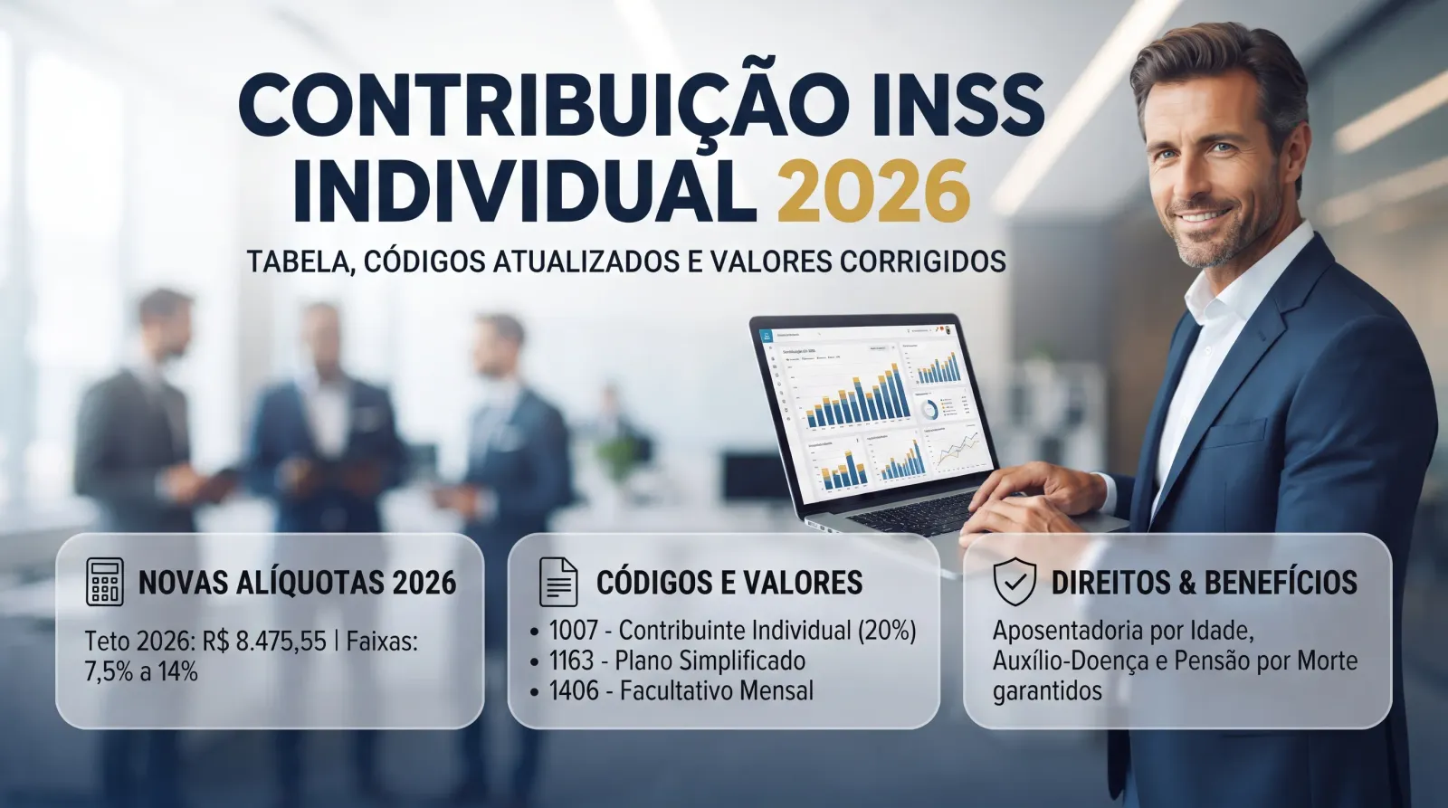 Ilustração do guia sobre Contribuição INSS Individual: Tabela, Códigos e Valores 2026