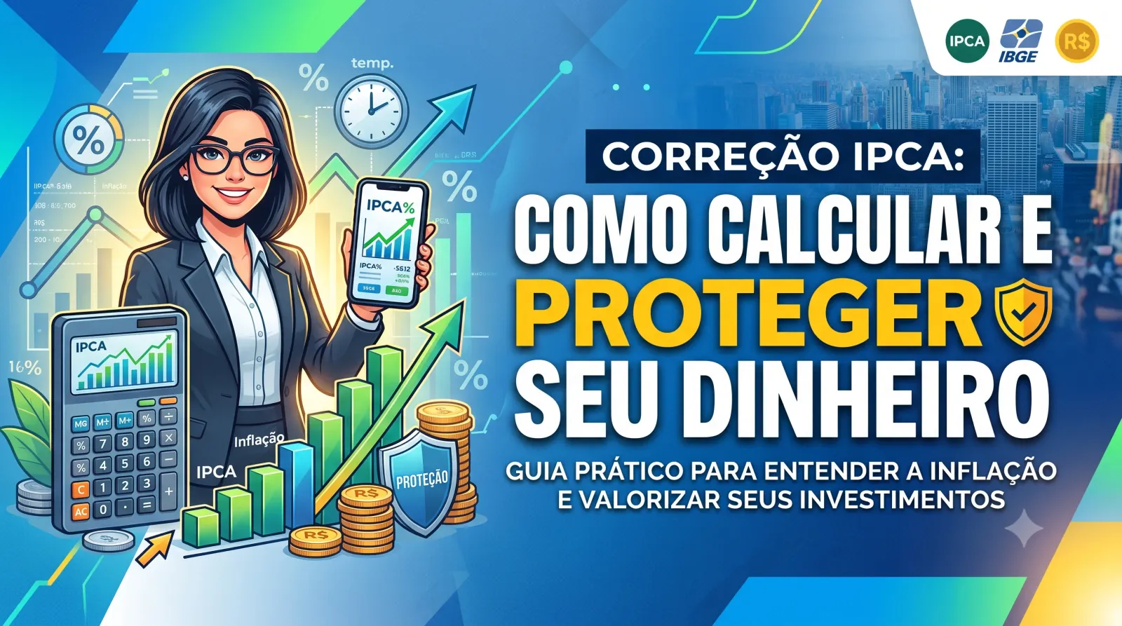 Ilustração do guia sobre Correção IPCA: Como Calcular e Proteger Seu Dinheiro