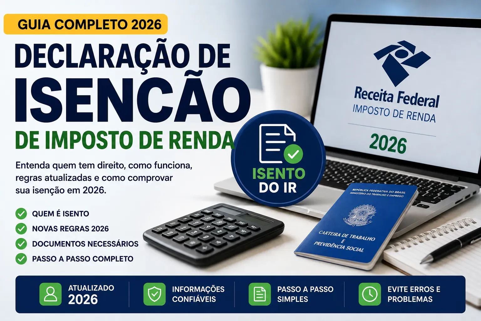 Declaração de Isenção de Imposto de Renda 2026 - Fonte: Imagem gerada por IA (DALL·E / ChatGPT)