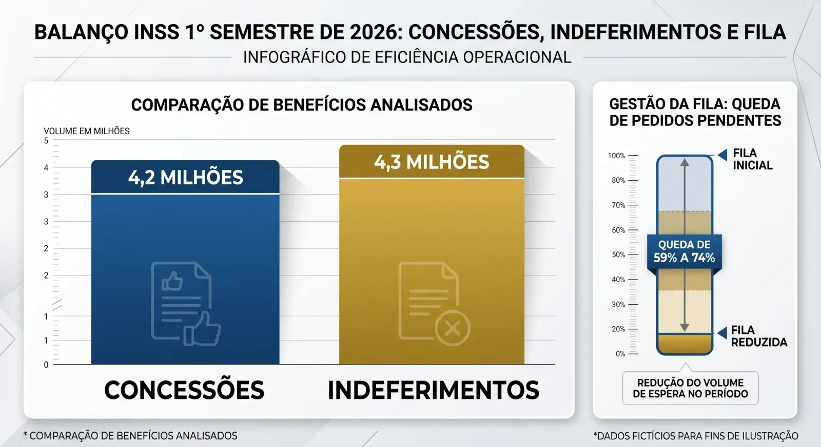 Em 2026, a fila do INSS caiu, mas os indeferimentos bateram recorde — cenário que reforça a importância de conferir bem a carta de concessão do INSS.