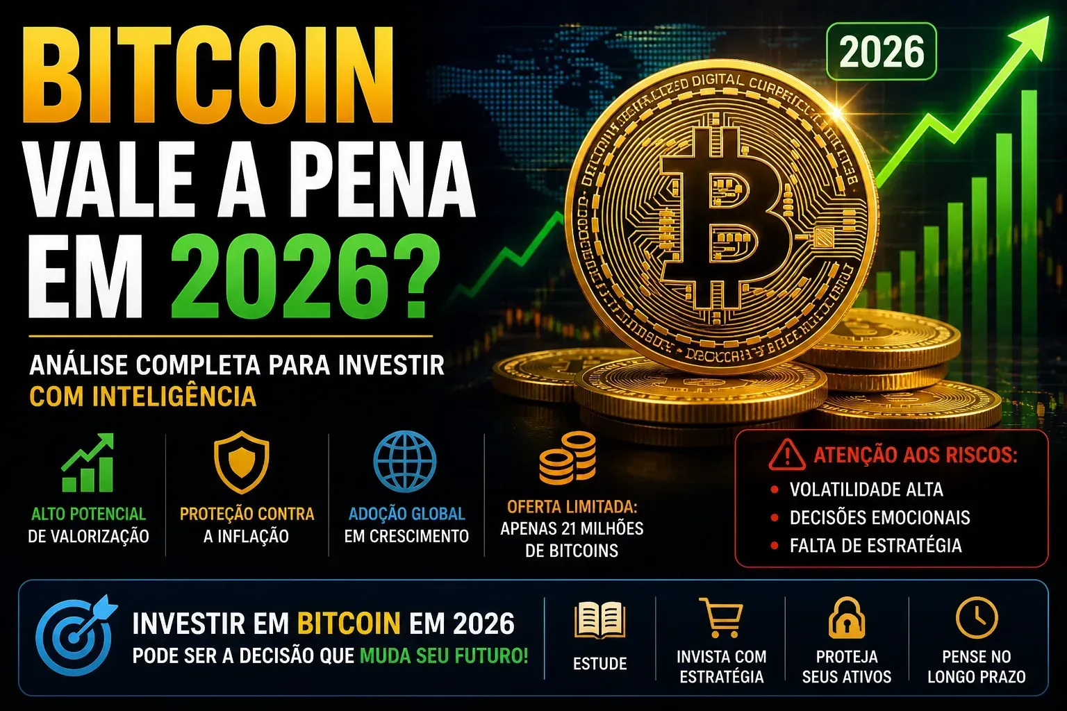 Entenda se o Bitcoin ainda vale a pena e como investir com estratégia. - Fonte: Imagem gerada por IA (DALL·E / ChatGPT)