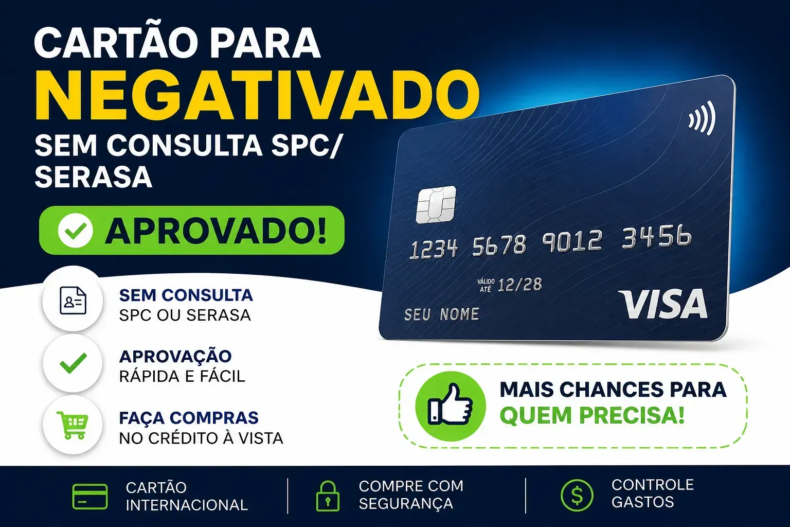 Existem opções de cartão para negativado mesmo com restrições no nome. - Fonte: Imagem gerada por IA (DALL·E / ChatGPT)
