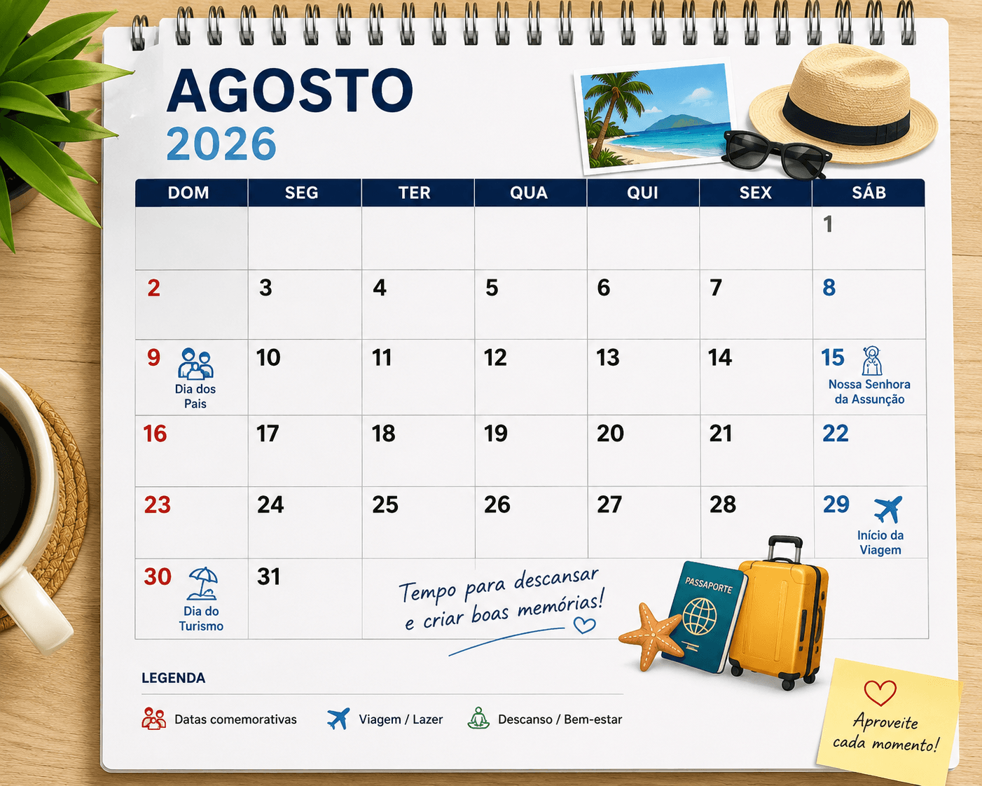 Feriados em Agosto: Veja Datas e Pontos Facultativos - Fonte: Imagem gerada por IA (DALL·E / ChatGPT)