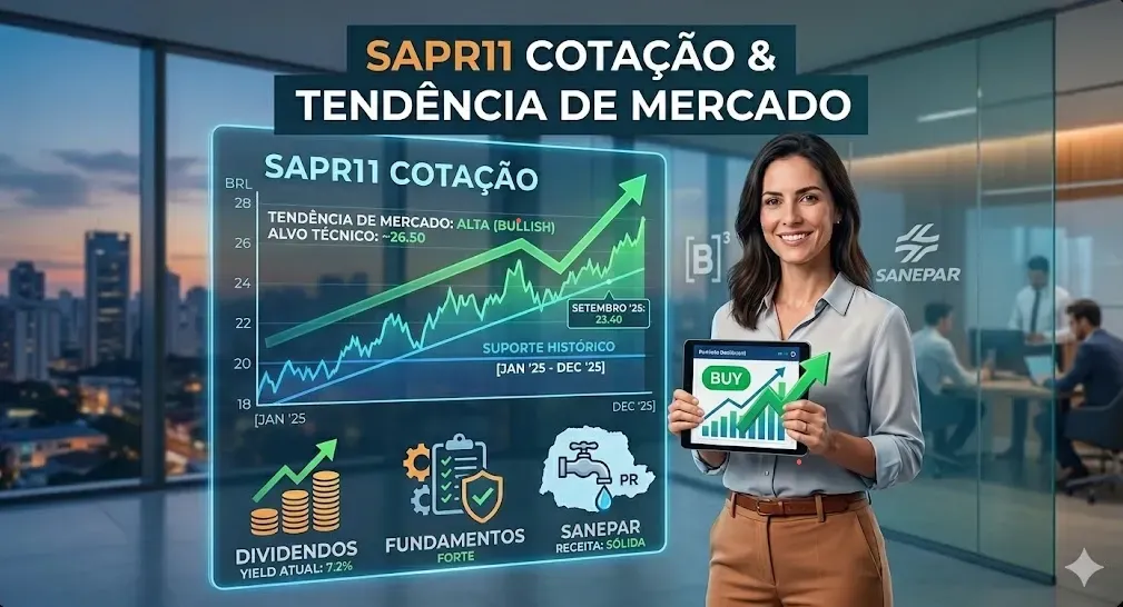 gráfico da cotação SAPR11 com tendência de mercado - Fonte: Imagem gerada por IA / Gemini