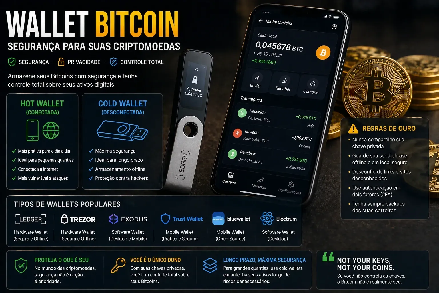 Guardar corretamente seu Bitcoin é essencial para evitar perdas. - Fonte: Imagem gerada por IA (DALL·E / ChatGPT)