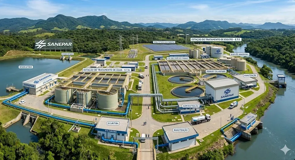 infraestrutura de saneamento da Sanepar no Brasil - Fonte: Imagem gerada por IA / Gemini