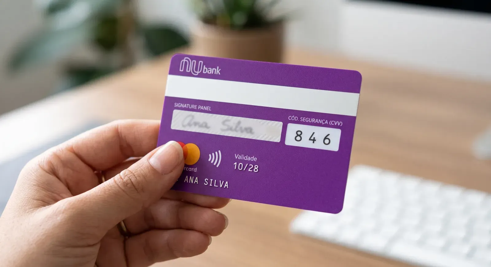 Inserir os dados corretos do verso é o passo principal sobre como desbloquear o cartão Nubank.