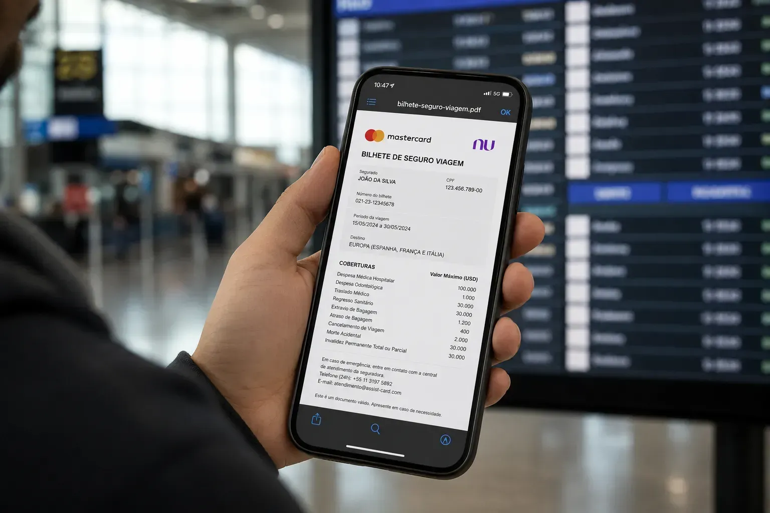 O Bilhete de Seguro Viagem deve ser emitido antes do embarque para garantir validade no exterior. 