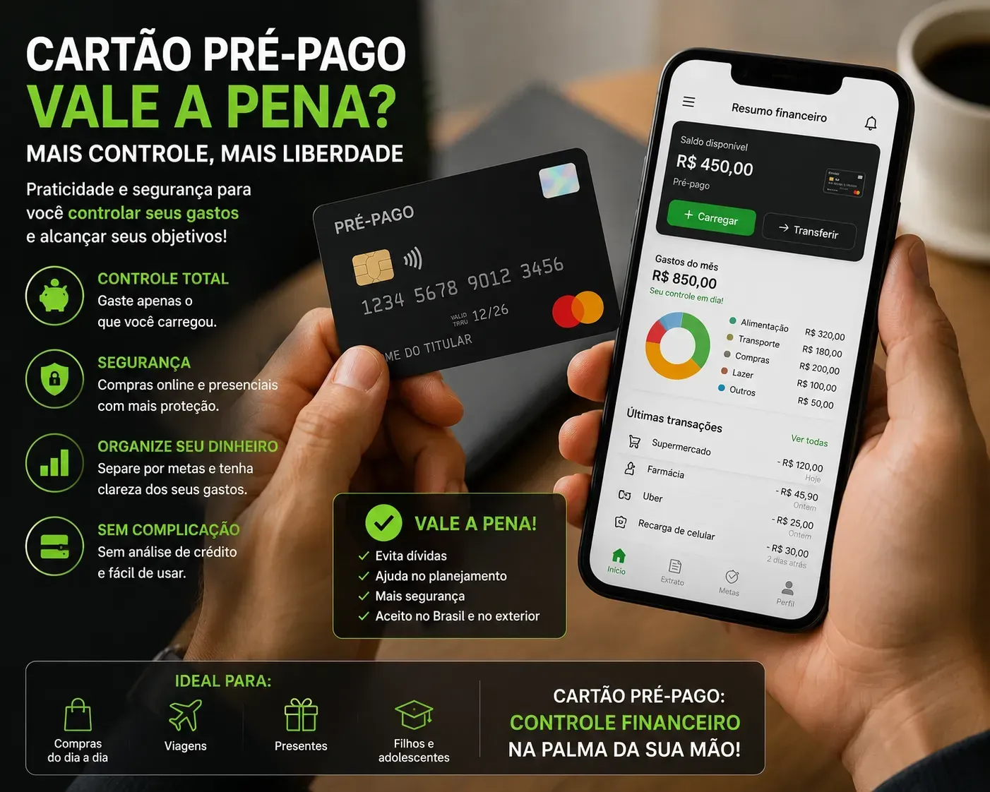 O cartão pré-pago se tornou uma alternativa popular para controle financeiro e compras online. - Fonte: Imagem gerada por IA (DALL·E / ChatGPT)