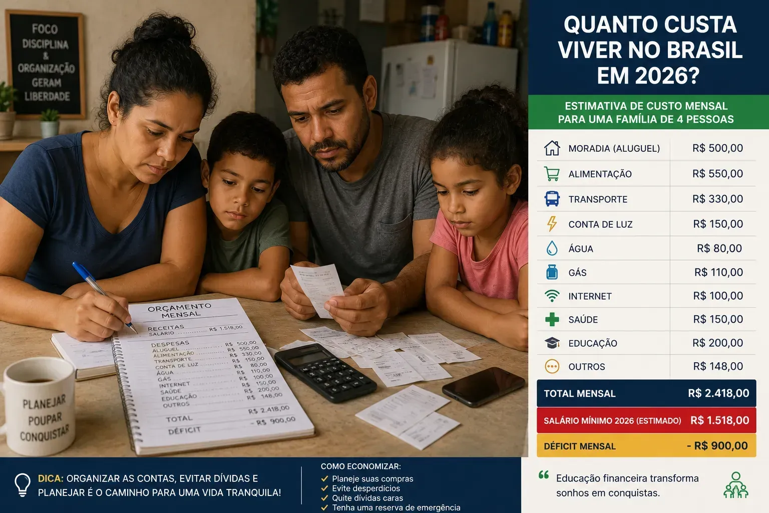 O custo de vida no Brasil varia bastante conforme cidade e estilo de vida. - Fonte: Imagem gerada por IA (DALL·E / ChatGPT)