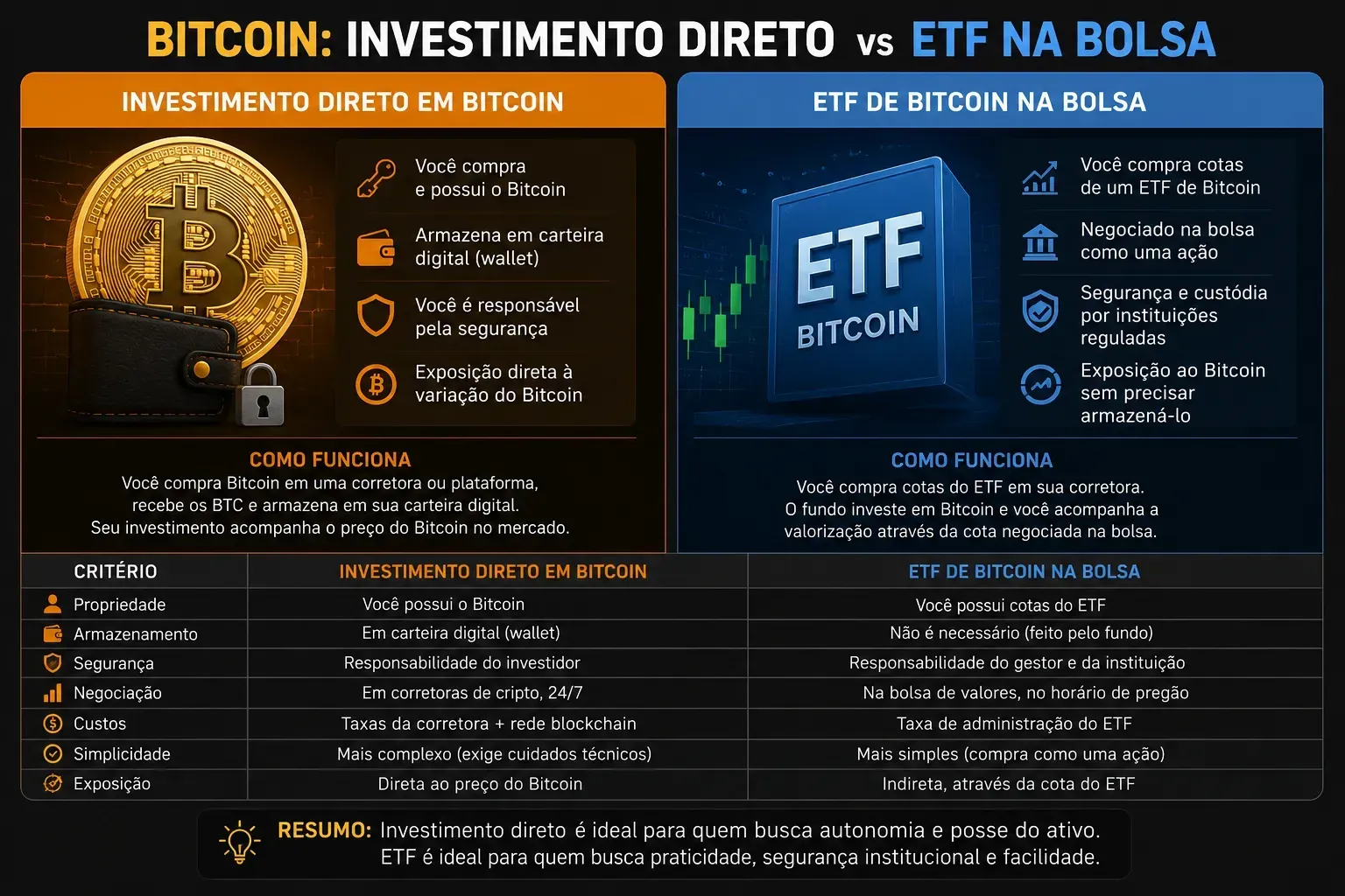 O ETF oferece exposição ao Bitcoin sem necessidade de armazenar criptomoedas. - Fonte: Imagem gerada por IA (DALL·E / ChatGPT)
