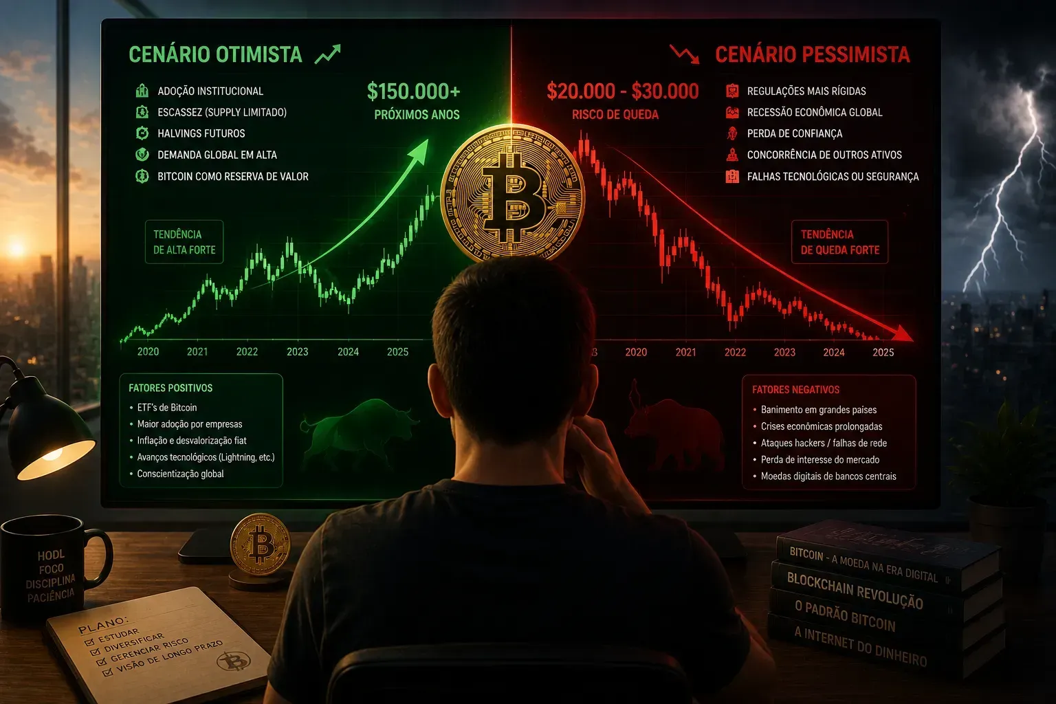 O mercado do Bitcoin continua altamente volátil e emocional. - Fonte: Imagem gerada por IA (DALL·E / ChatGPT)