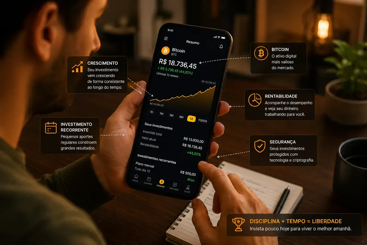 Pequenos investimentos podem crescer ao longo do tempo dependendo do mercado. - Fonte: Imagem gerada por IA (DALL·E / ChatGPT)