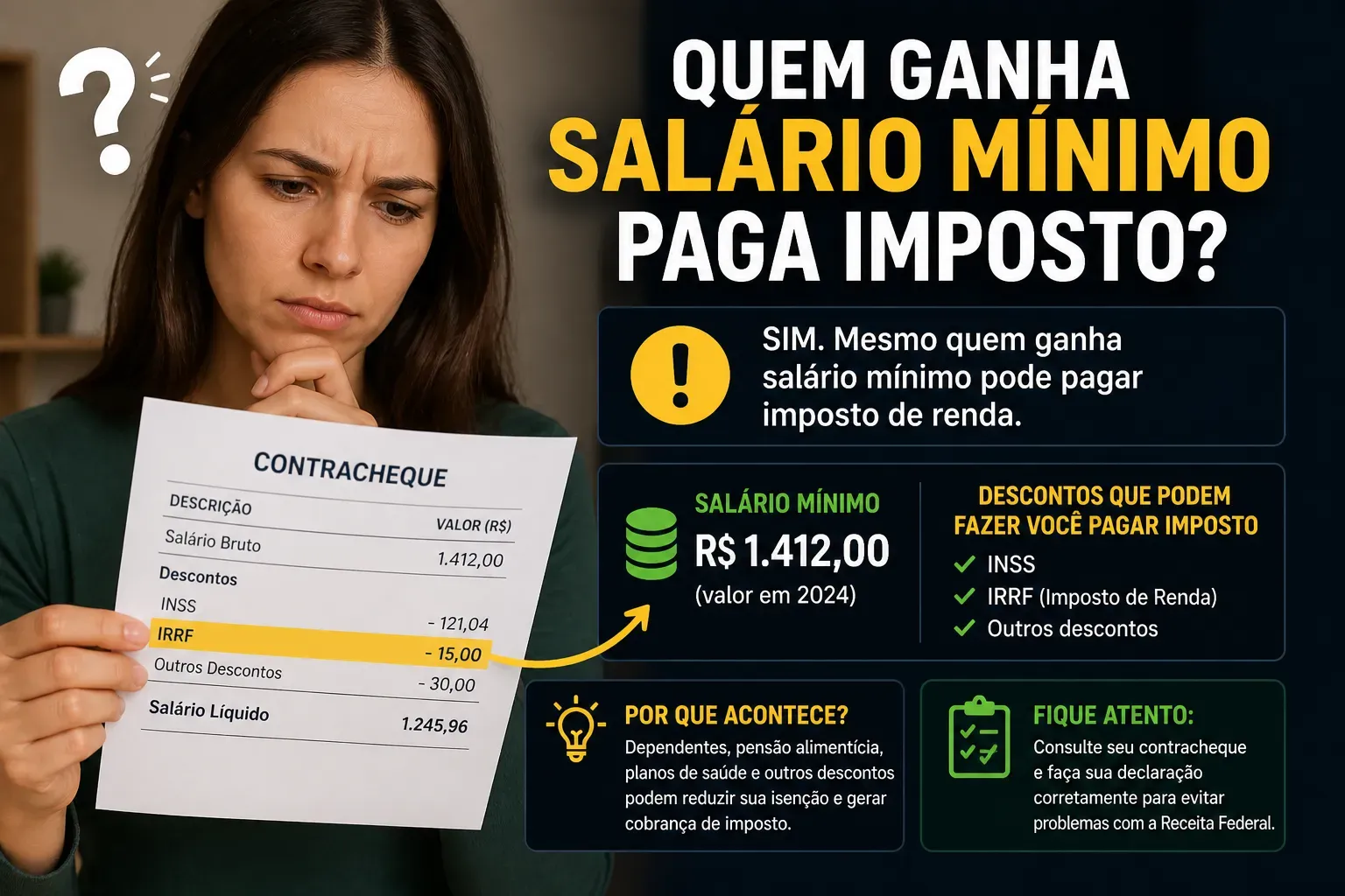 Quem Ganha Salário Mínimo Paga Imposto? - Fonte: Imagem gerada por IA (DALL·E / ChatGPT)