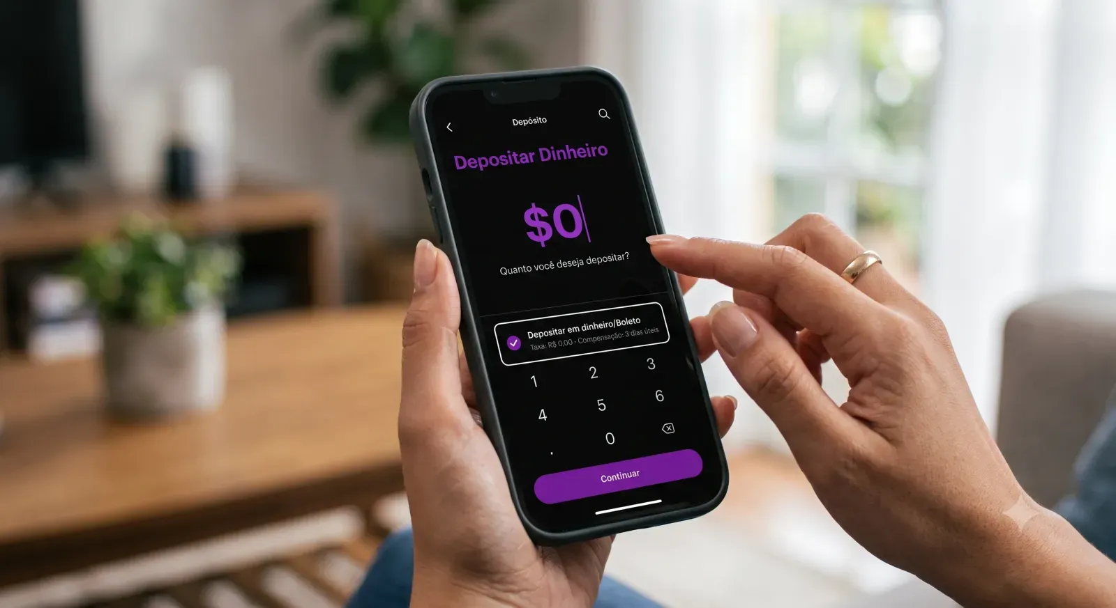 Tela de inserção de valores no passo a passo de como gerar boleto nubank.