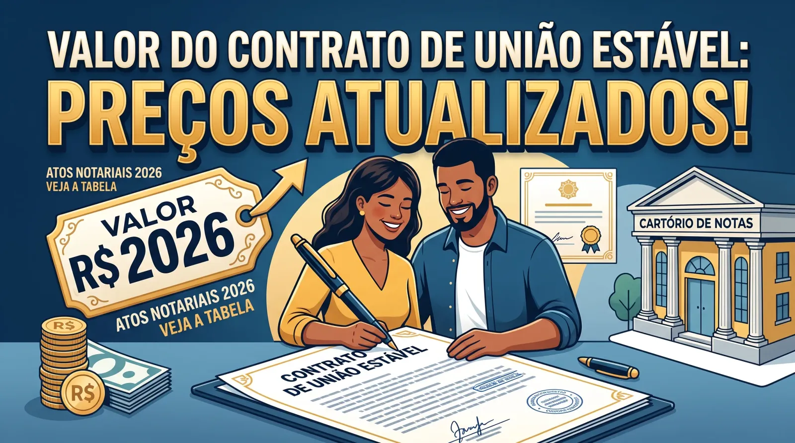 Ilustração do guia sobre Valor do Contrato de União Estável: Preços Atualizados!